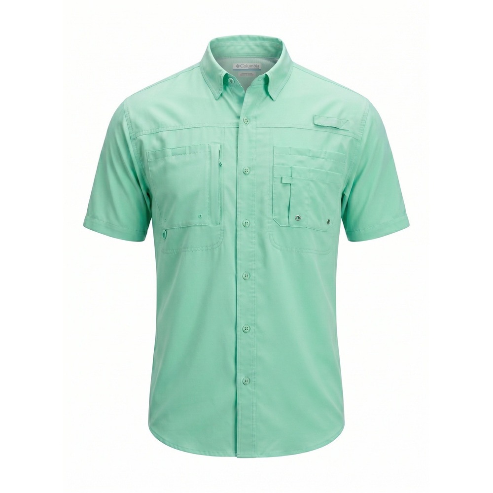 REEL LEGENDS Saltwater Fishing Shirt Mens XL Mint Green Vented Short Sleeve
